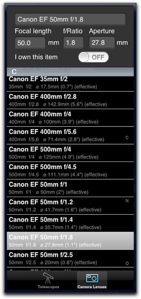 Selecting camera lens